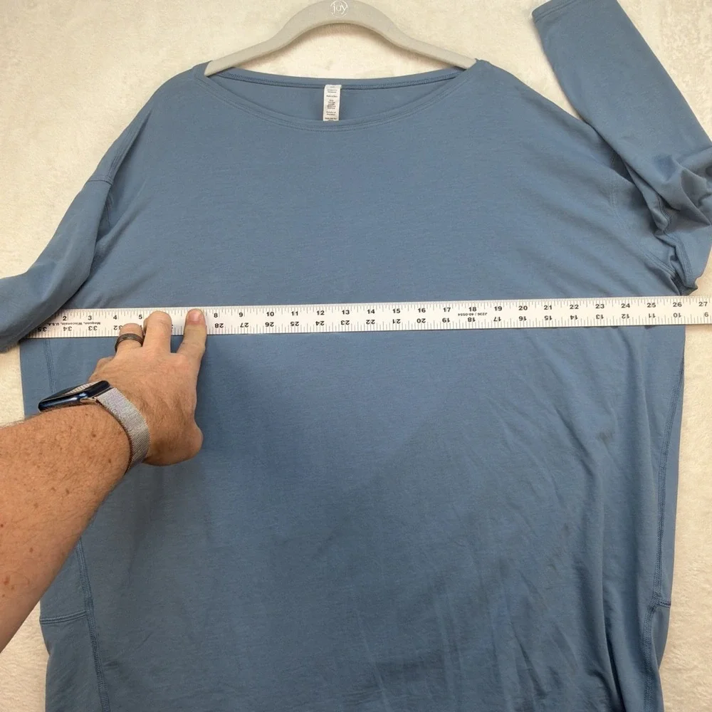 Lululemon‎ Pima Cotton Oversized Long Sleeve Top Womens 12 Blue Athleisure Yoga